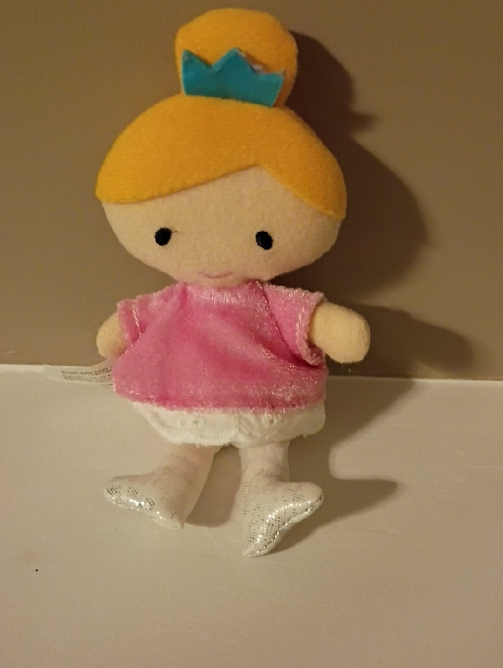 Gund Pink Princess Plush with Yellow Hair and Blue Crown